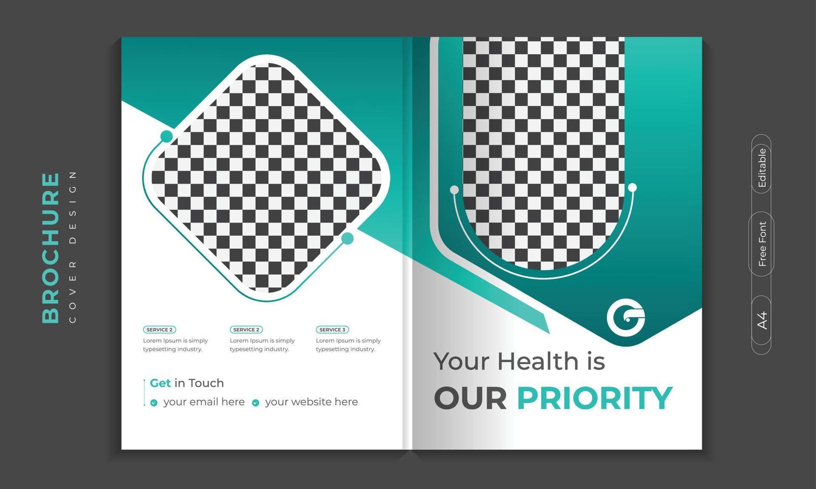 Medical Brochure cover design or profile template set for healthcare.  poster, annual report, catalog, and flyer in A4 with colorful geometric shapes. vector