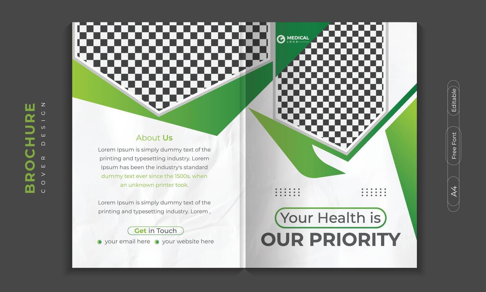 Medical Brochure cover design or profile template set for healthcare.  poster, annual report, catalog, and flyer in A4 with colorful geometric shapes. vector