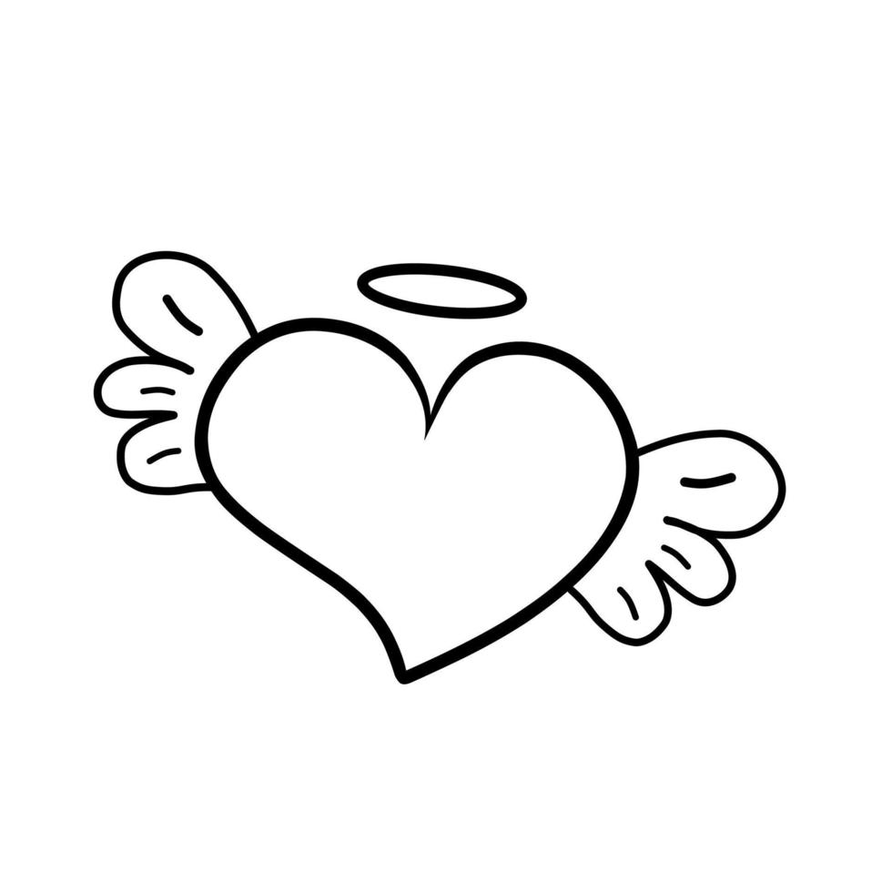 Icon heart illustration on white background. Black outline. The line in the form of heart. Template for Valentine's Day banners, posters, greeting cards. vector