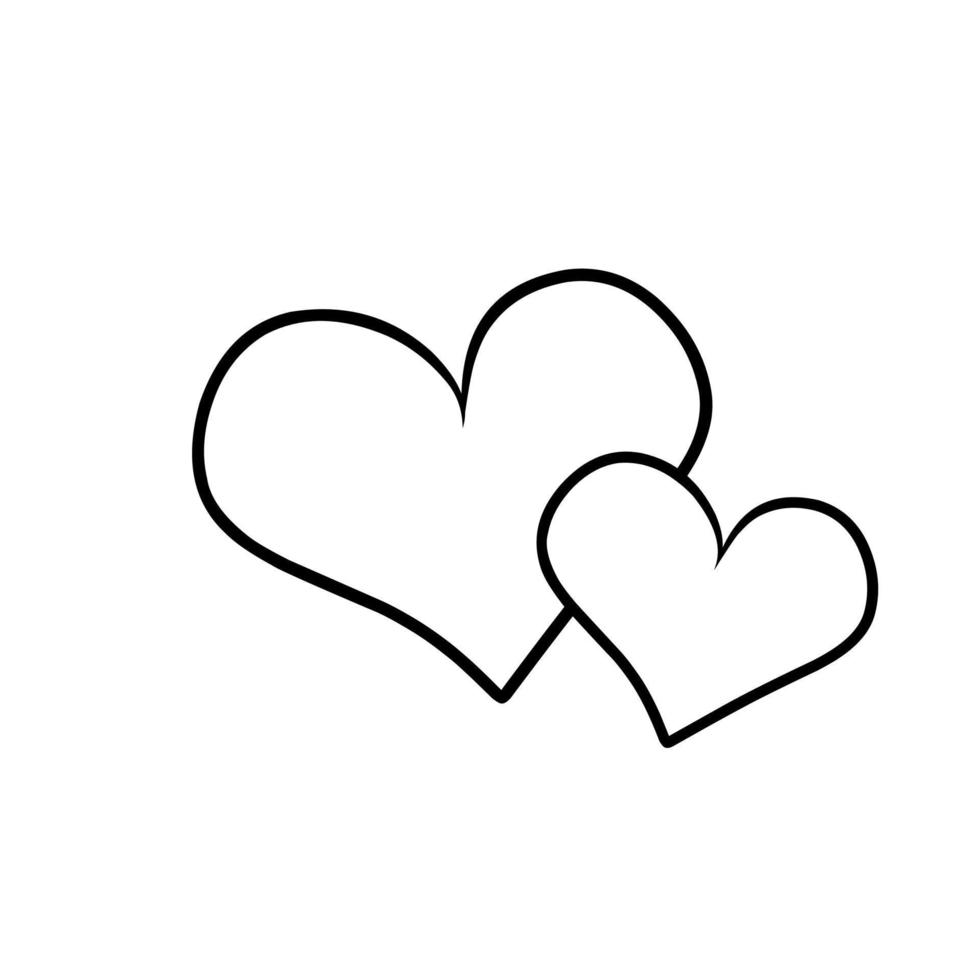 Icon heart illustration on white background. Black outline. The line in the form of heart. Template for Valentine's Day banners, posters, greeting cards. vector