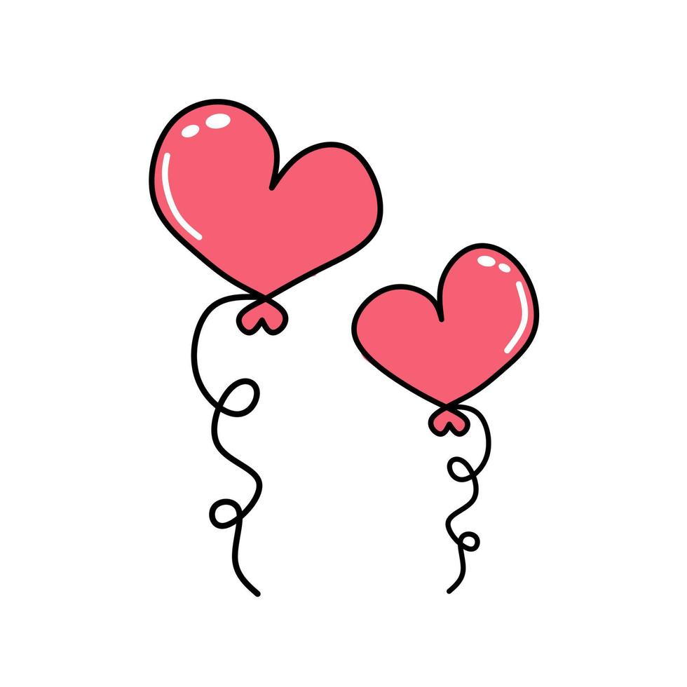 Icon heart illustration on white background. Black outline. The line in the form of heart. Template for Valentine's Day banners, posters, greeting cards. vector