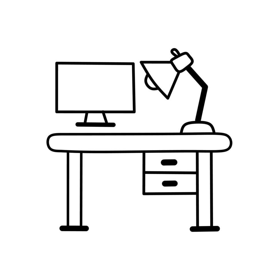 Workspace at home icon outline, on white background. Editable stroke Vector