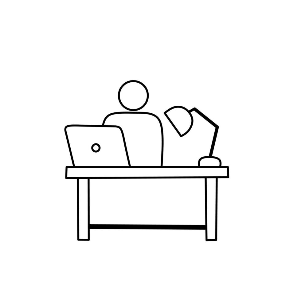 Workspace at home icon outline, on white background. Editable stroke Vector