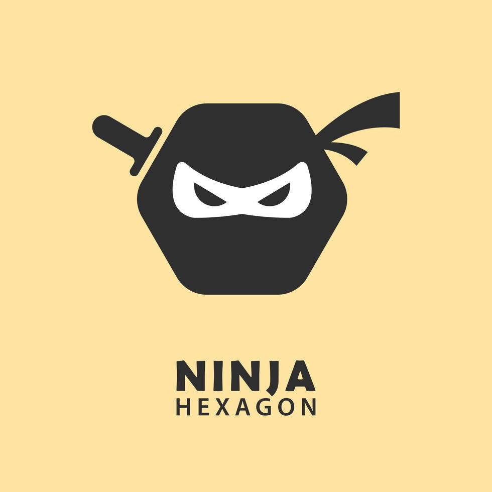 simple hexagon ninja character vector logo icon