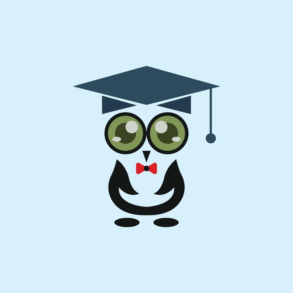 abstract education, graduation penguin icon logo vector