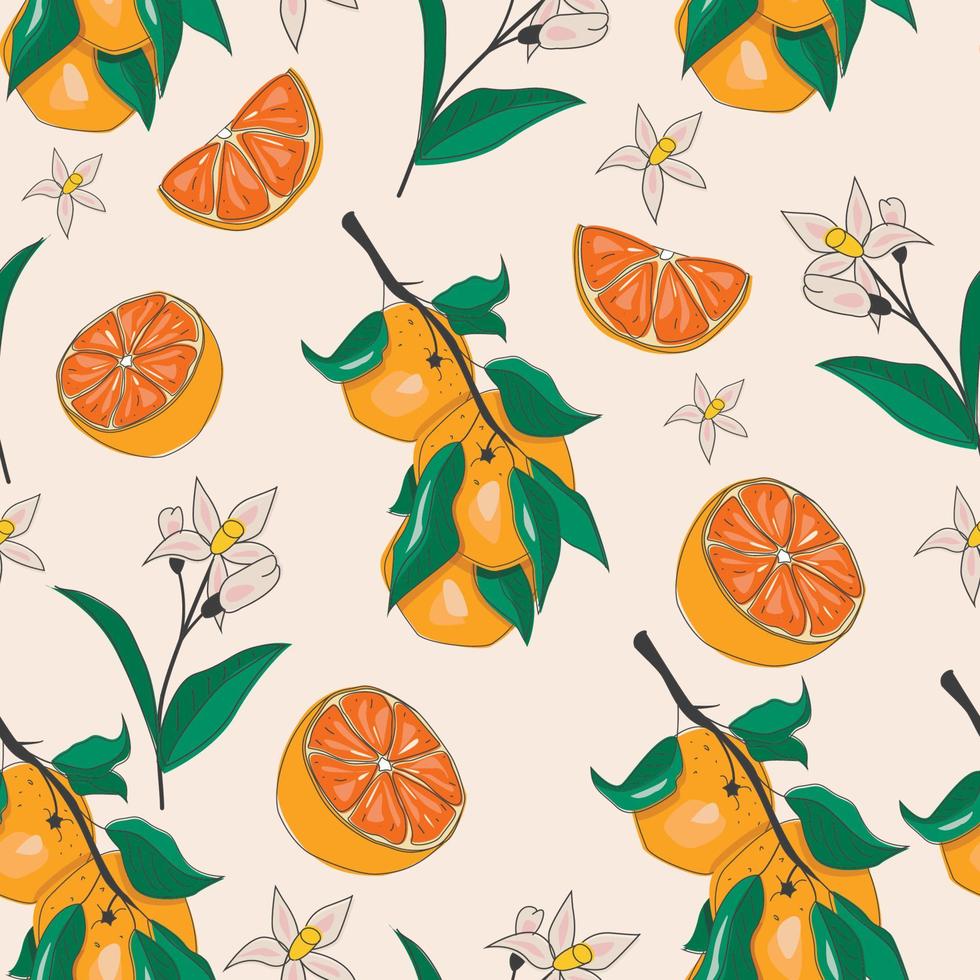 Flowers orange pattern vector