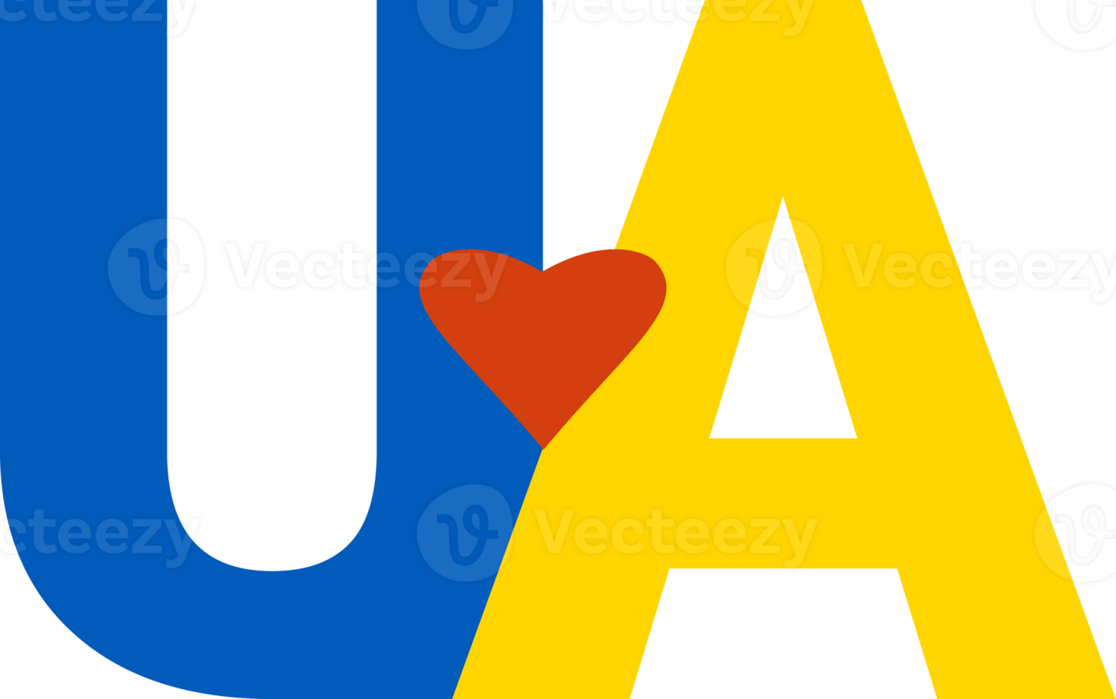 ucraino simbolo. ua - giallo-blu lettere con rosso cuore. colore di ucraino bandiera png