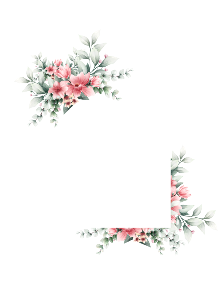 Watercolor flower frame png