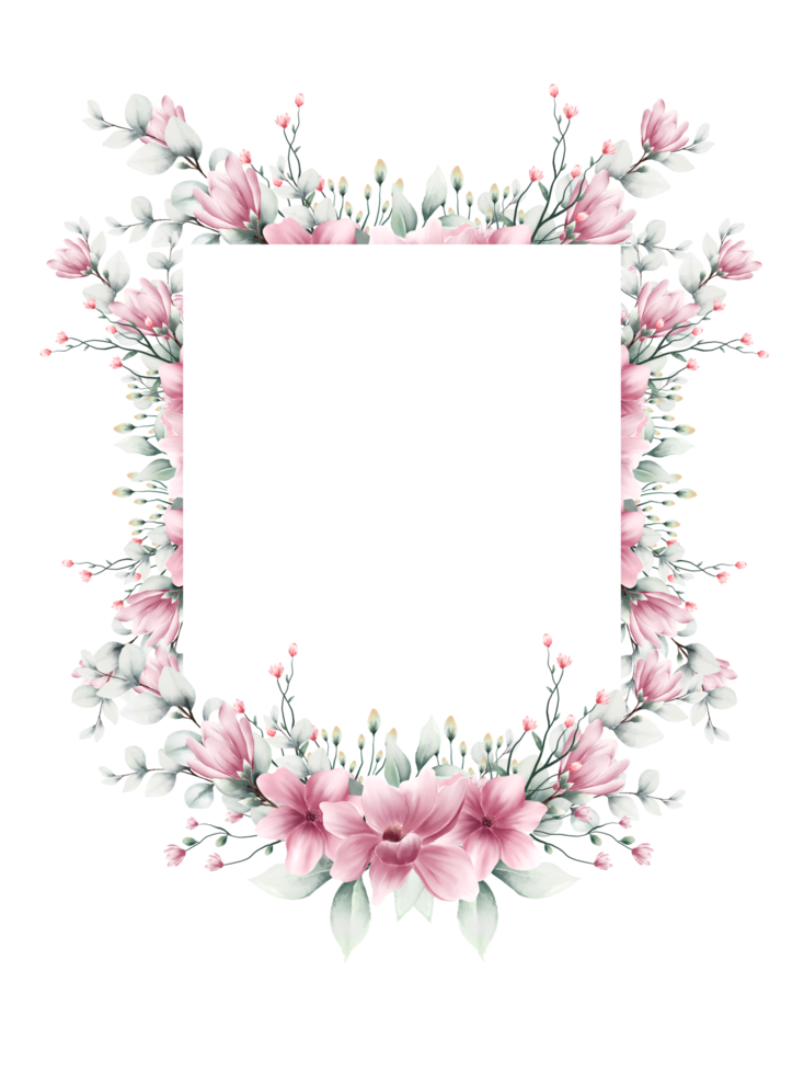 Watercolor flower frame png