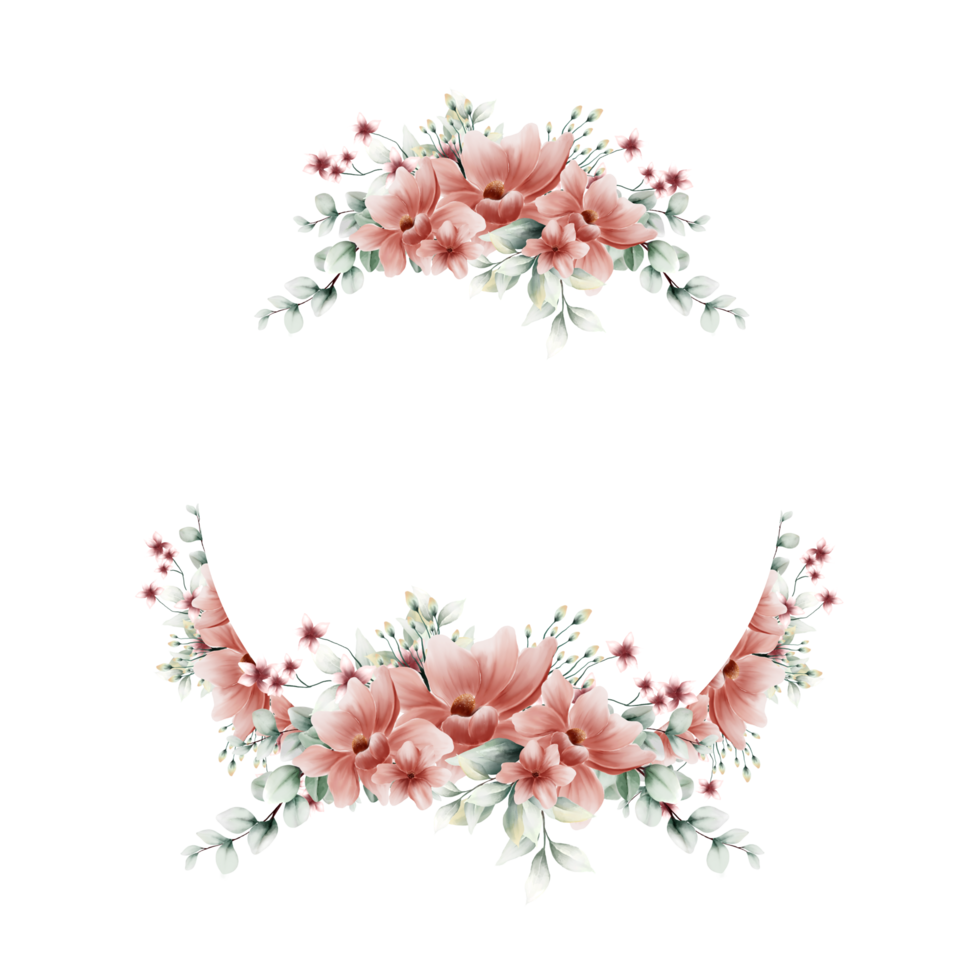 Wreaths of watercolor flowers png