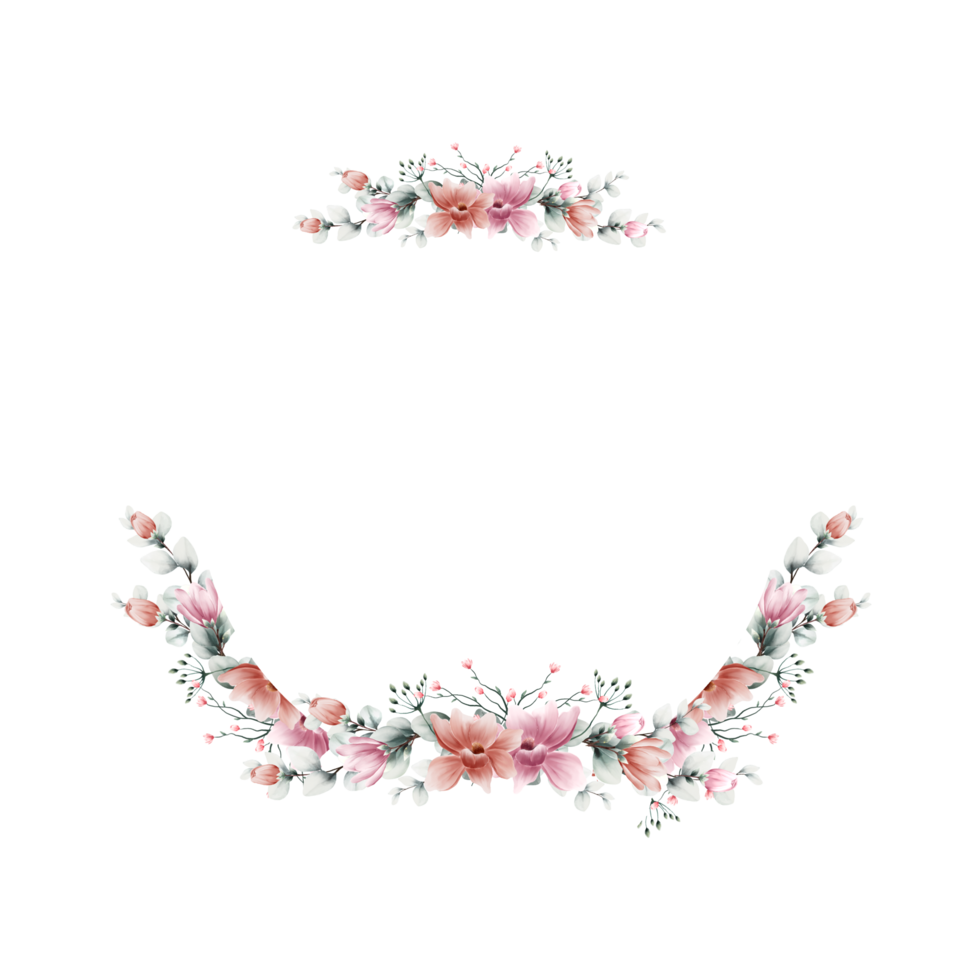 Wreaths of watercolor flowers png