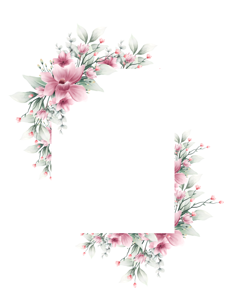 Watercolor flower frame png