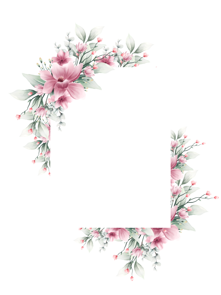 Watercolor flower frame png