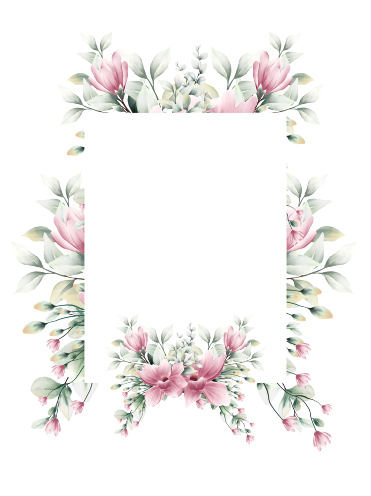 Watercolor flower frame png