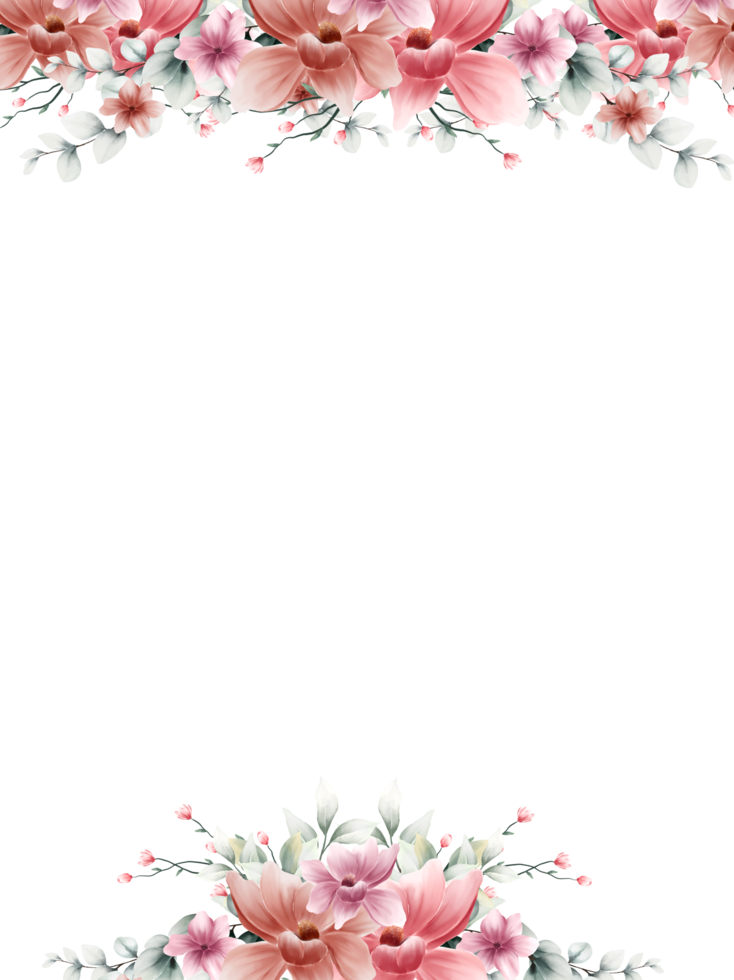 Watercolor flower frame png