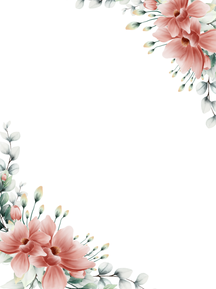 Watercolor flower frame png