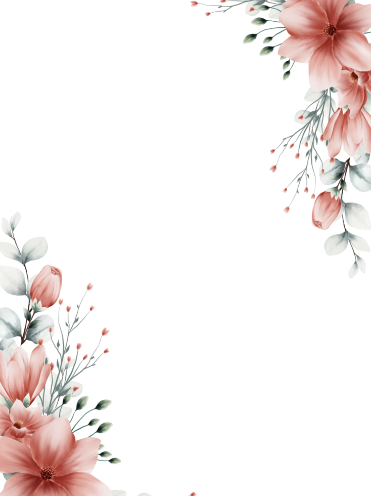 Watercolor flower frame png