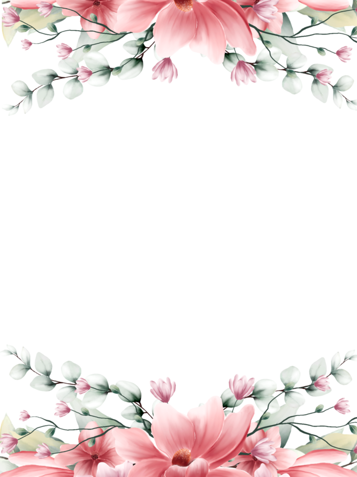 Watercolor flower frame png