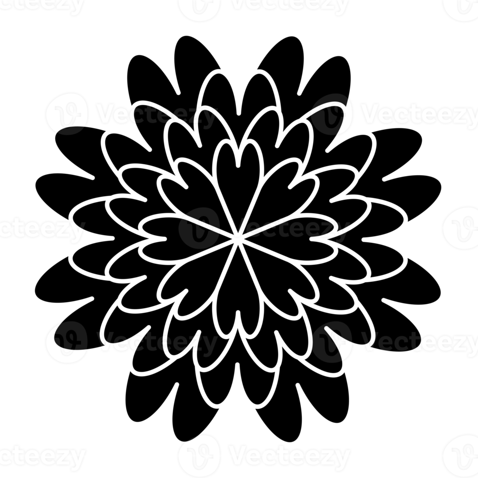 mandala blomma illustration, skön mandala med svart tunn linje png