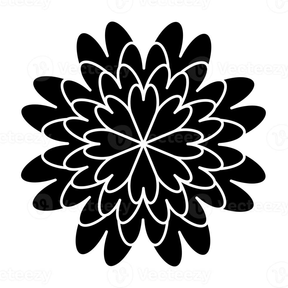 Mandala flower illustration, beautiful mandala with black thin line png