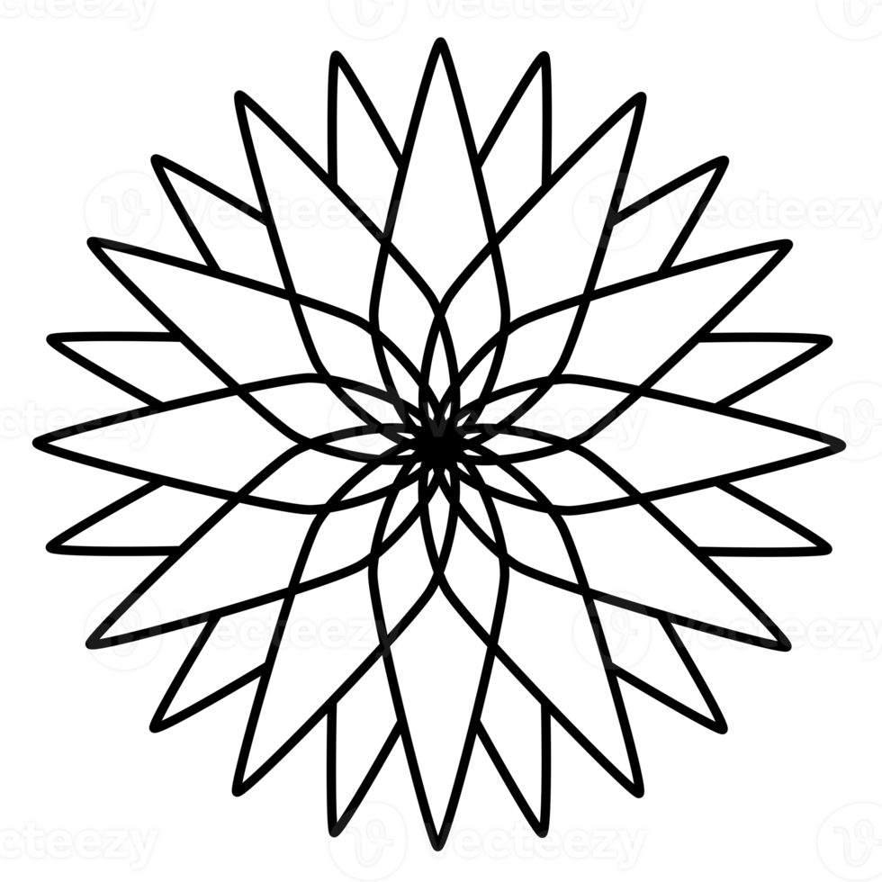 Mandala flower illustration, beautiful mandala with black thin line png