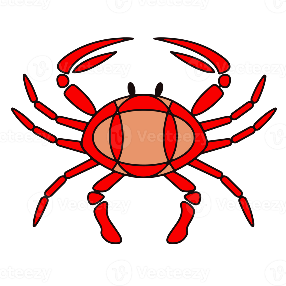 röd krabba illustration. png med transparent bakgrund.