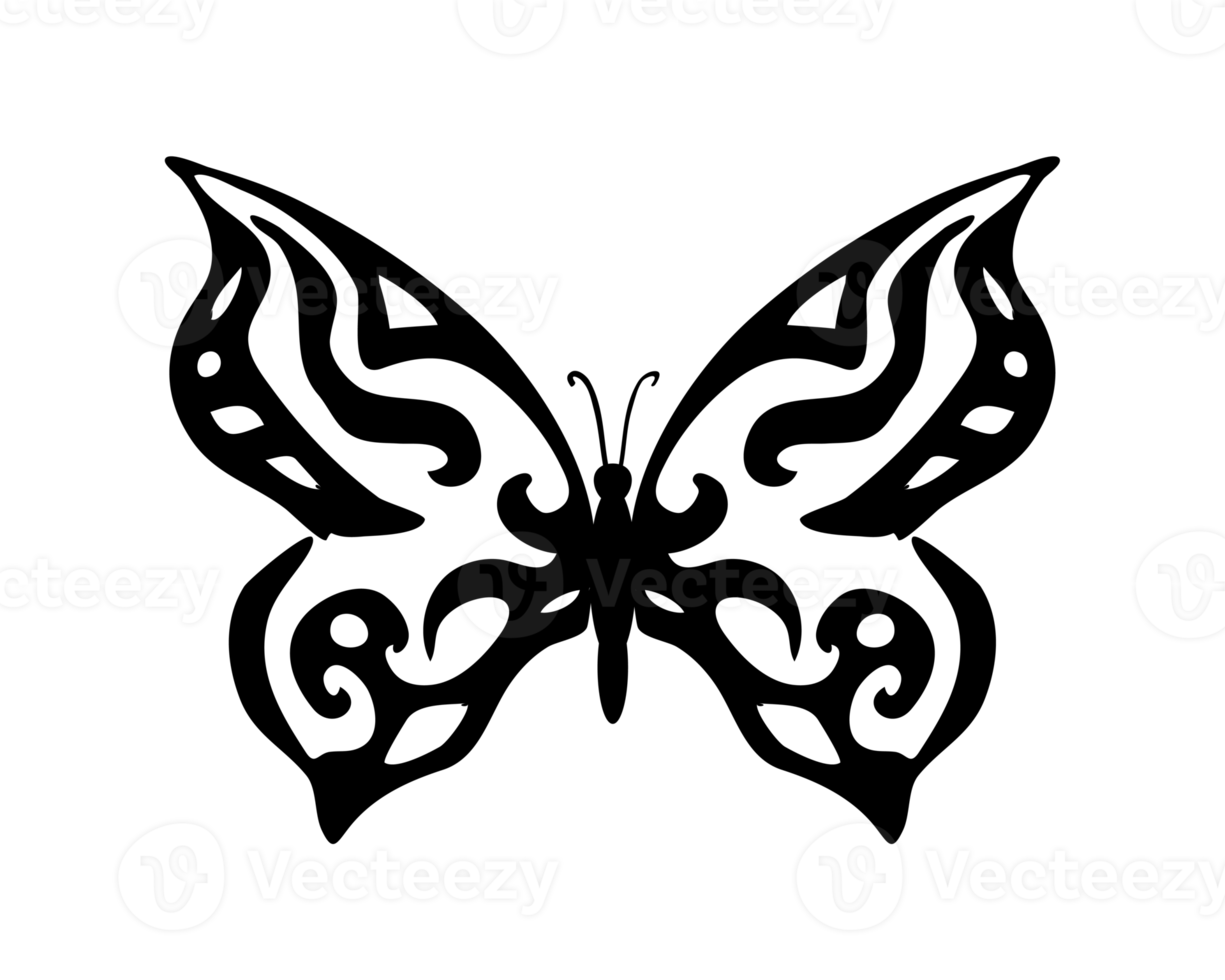 Black butterfly decorative illustration, PNG with transparent