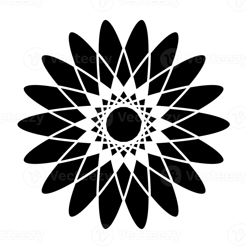 Mandala flower illustration, beautiful mandala with black thin line png