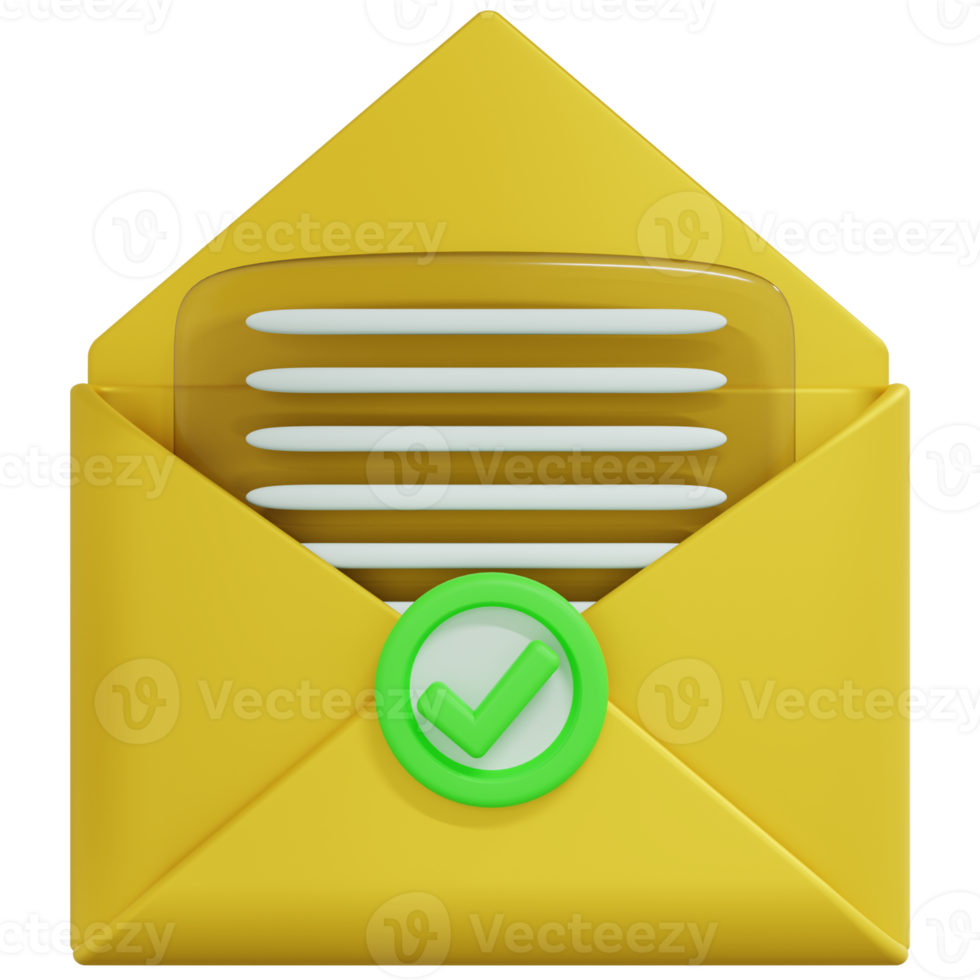 3D Rendering of Opened Message Icon png