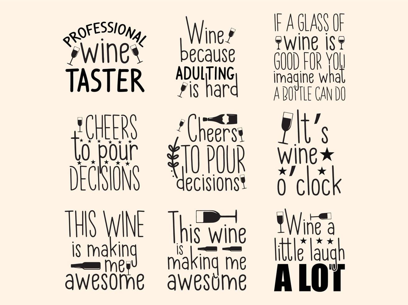 Set of wine t-shirt design vector