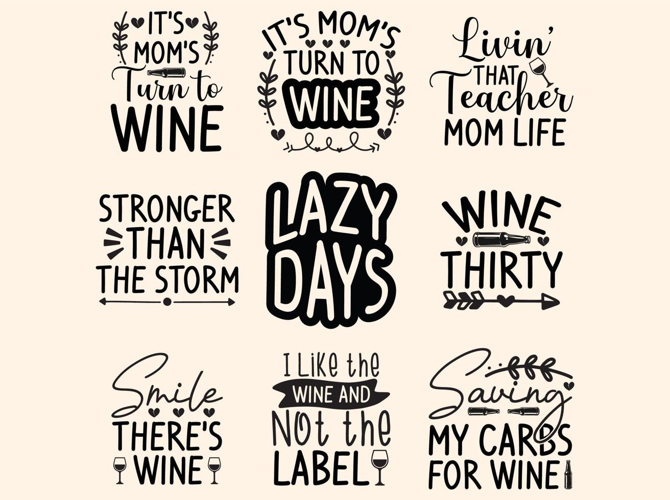 Set of wine t-shirt design vector