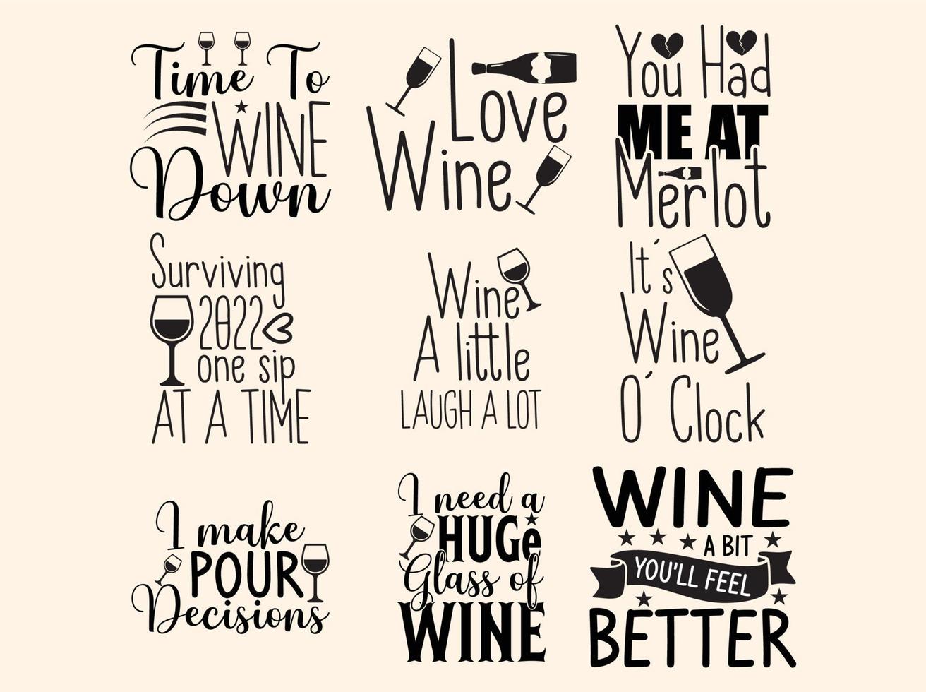 Set of wine t-shirt design vector