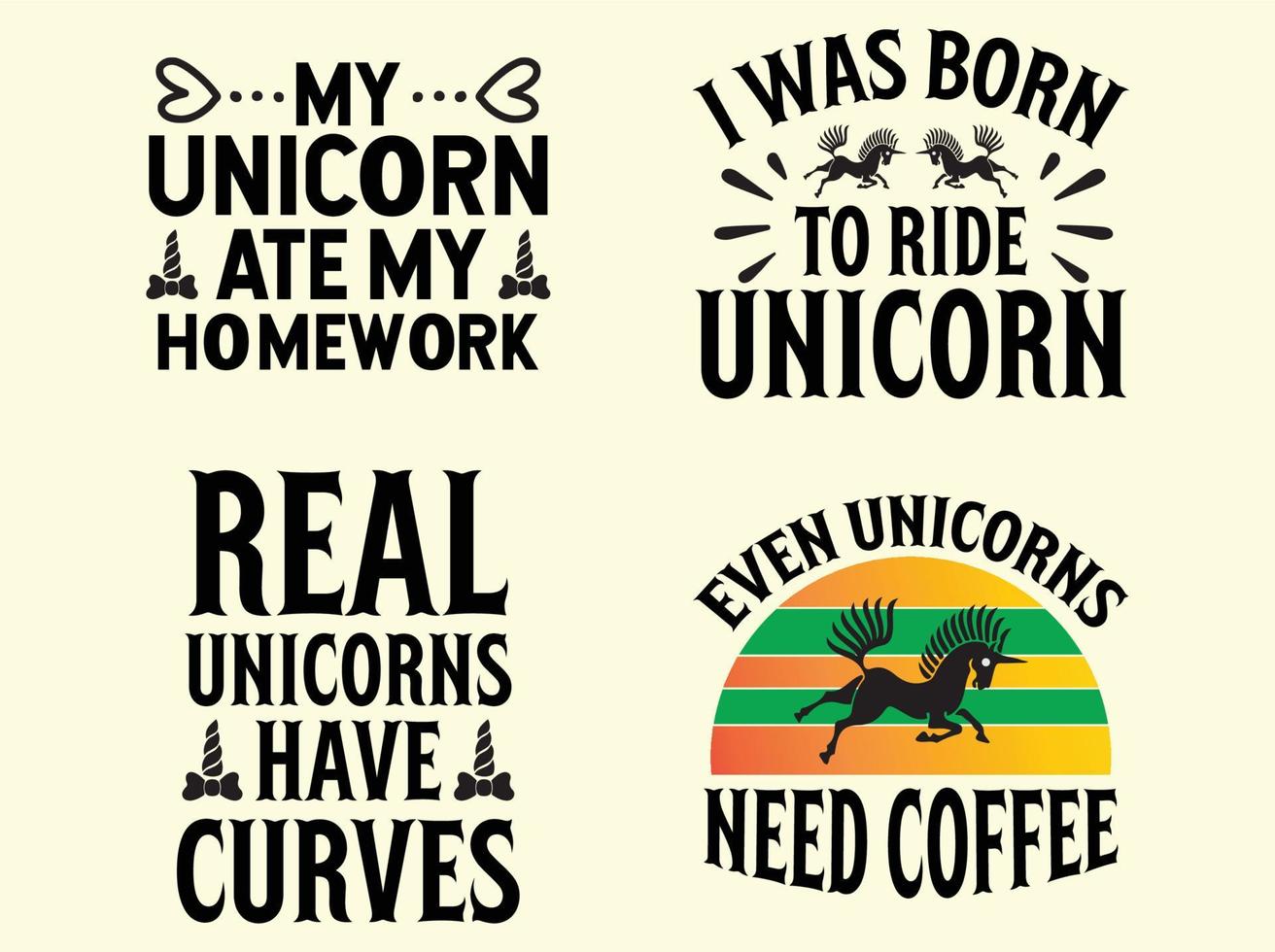 Unicorn t-shirt design bundle vector