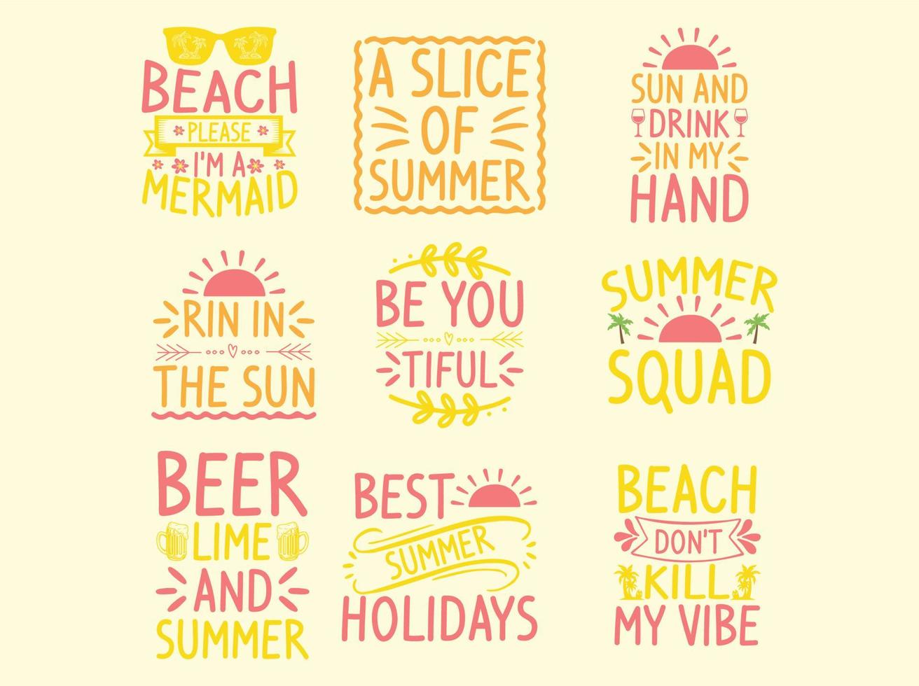 Summer t-shirt design bundle vector