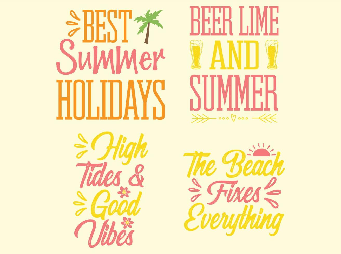 Summer t-shirt design bundle vector