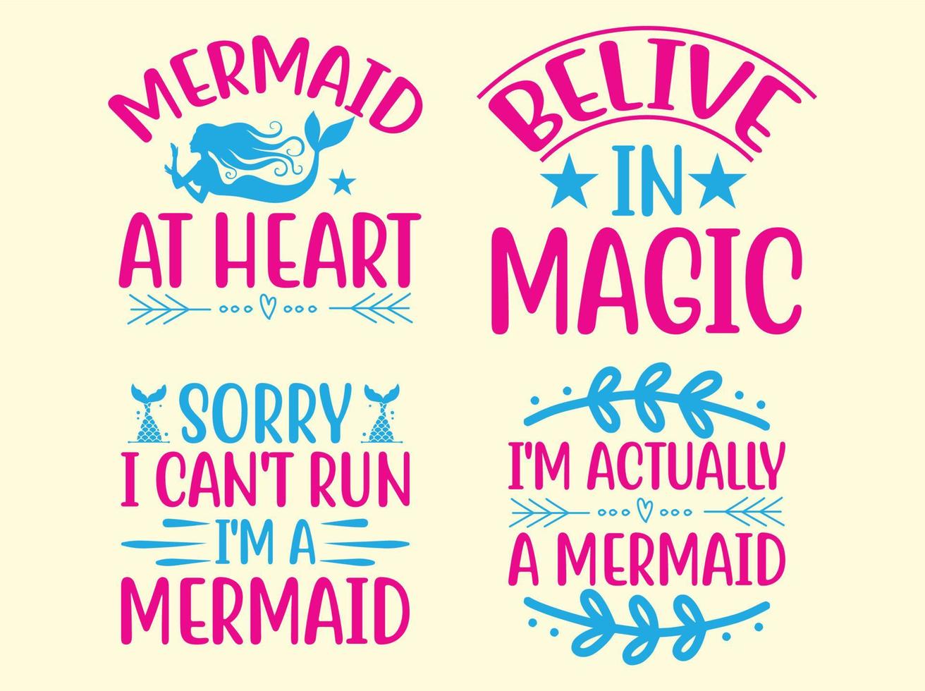 Mermaid t-shirt design bundle vector