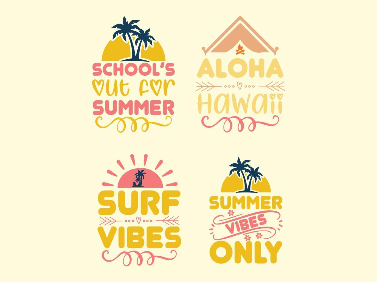 Summer t-shirt design bundle vector