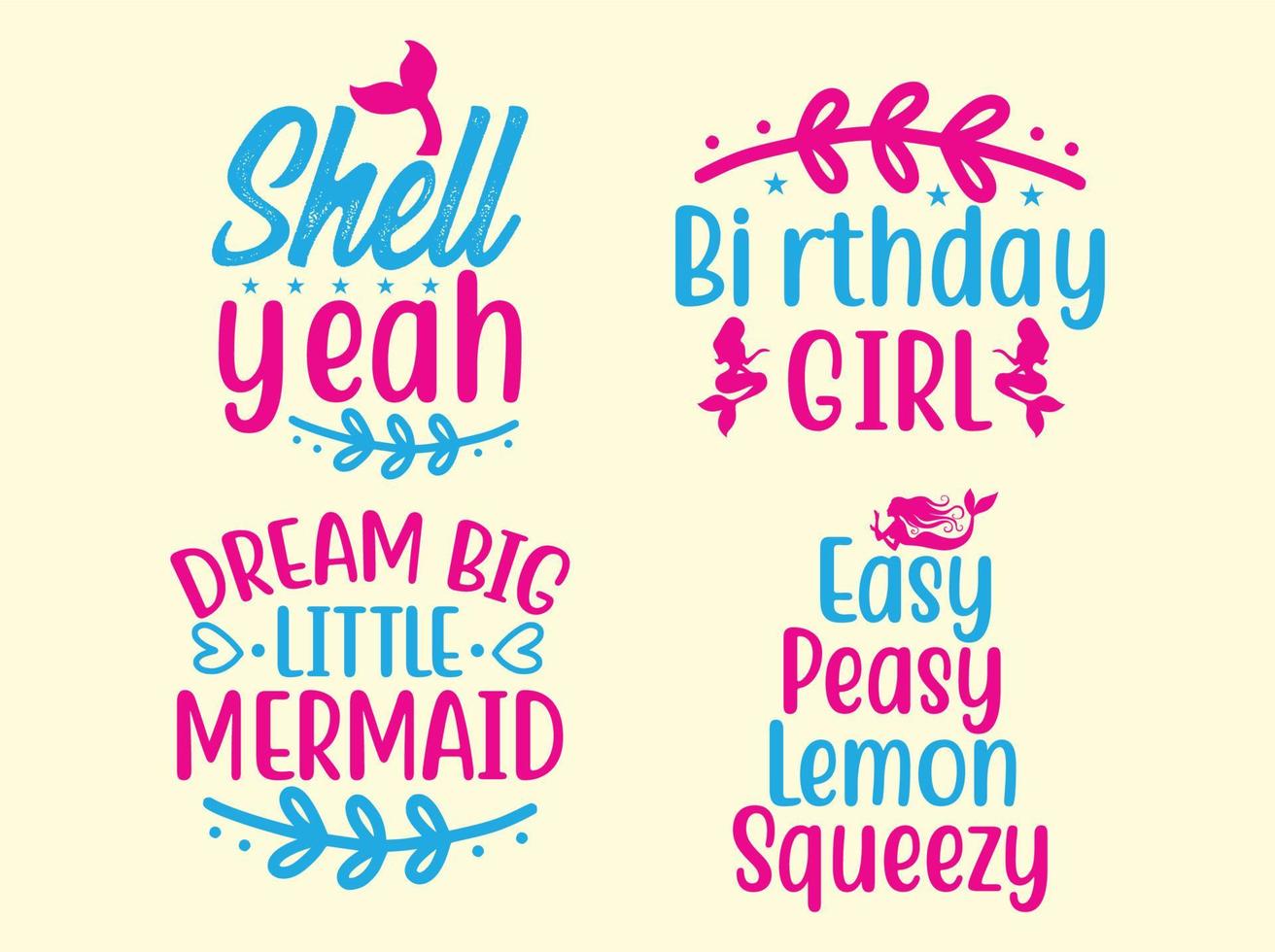 Mermaid t-shirt design bundle vector