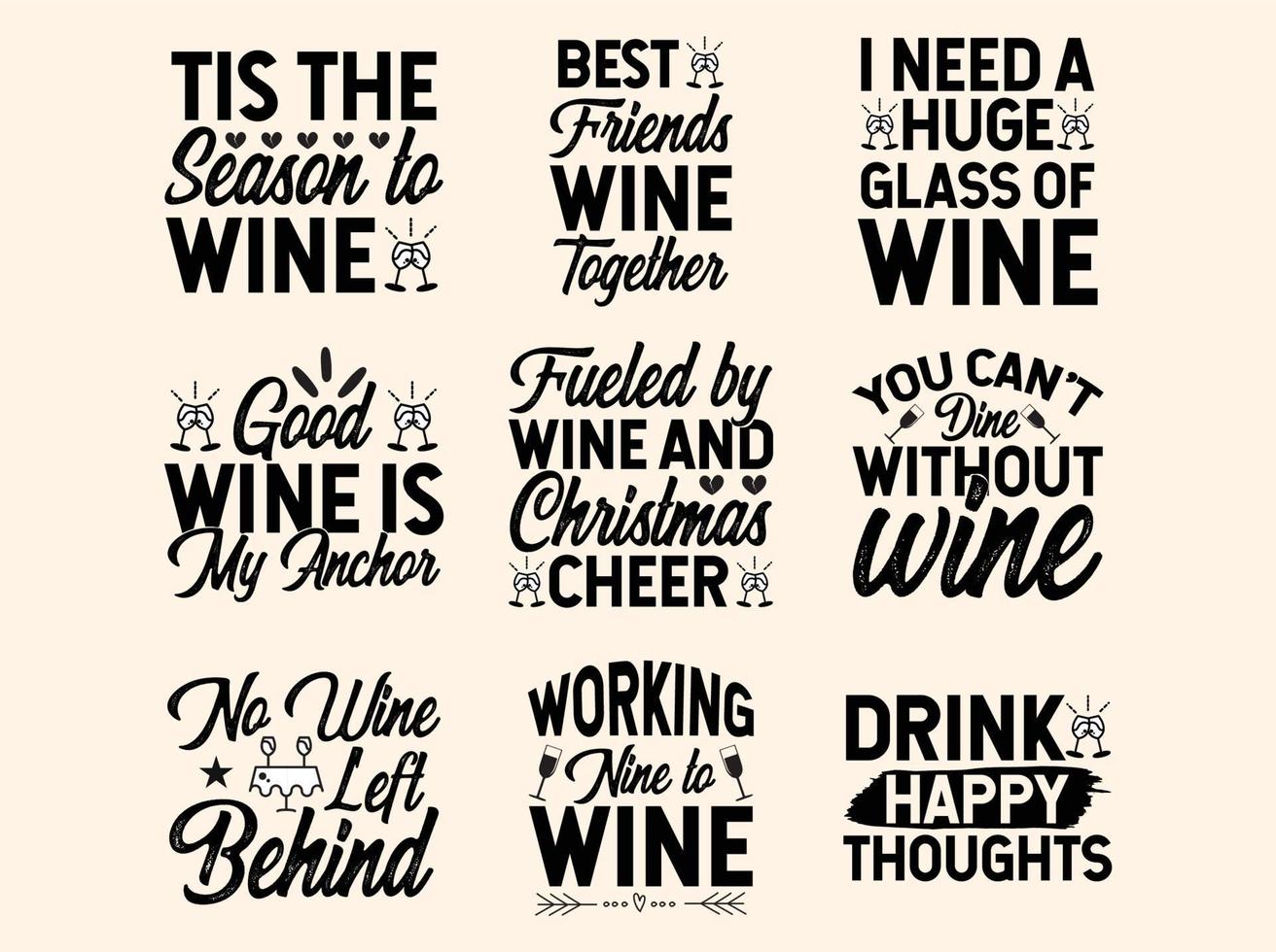Set of wine t-shirt design vector