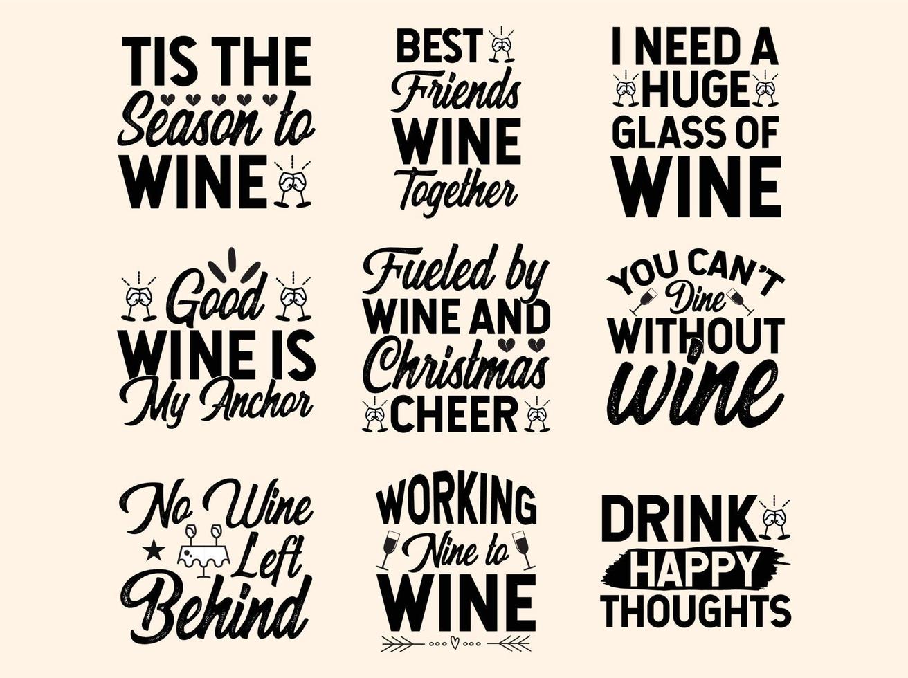 Set of wine t-shirt design vector