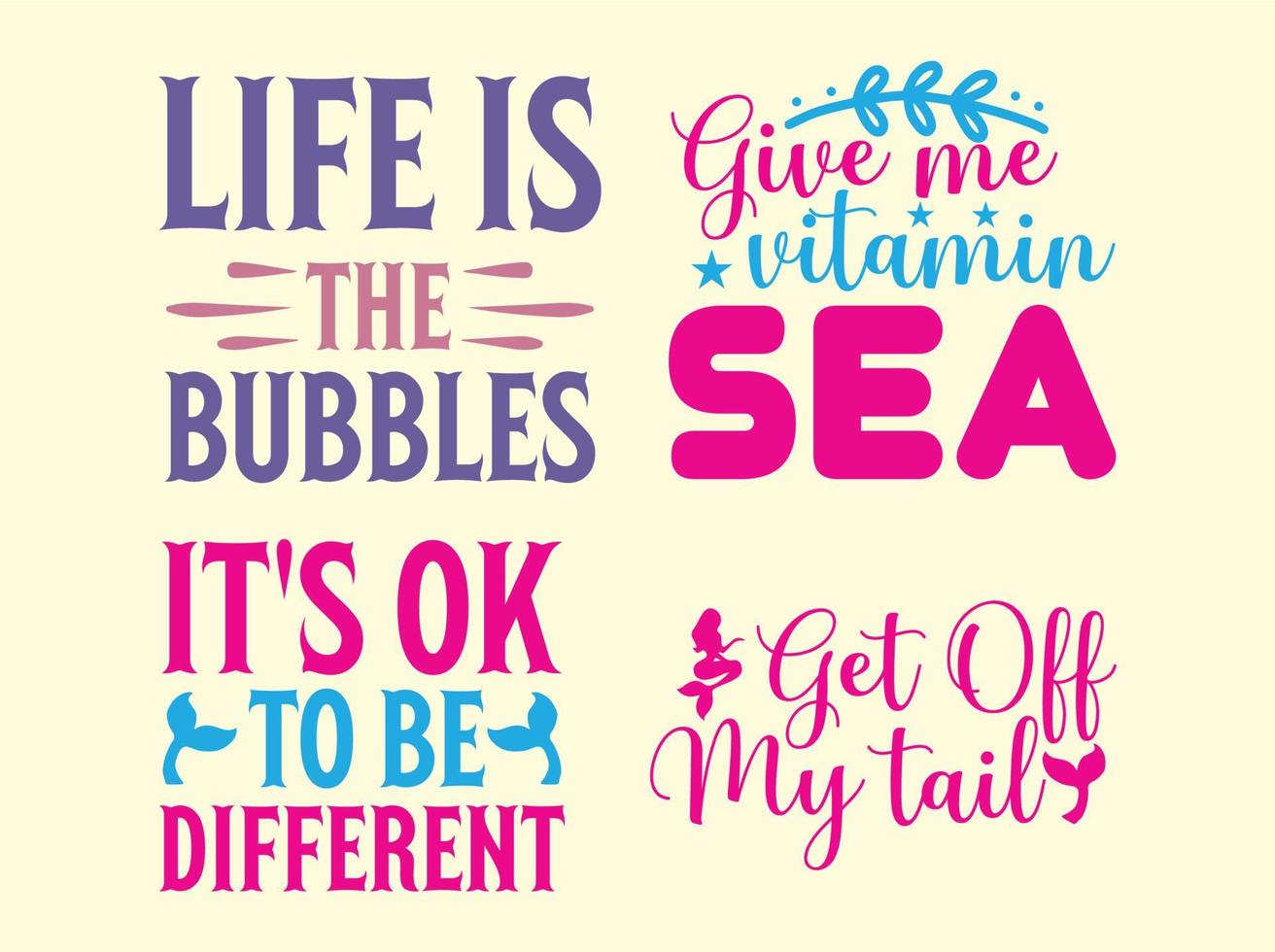 Mermaid t-shirt design bundle vector