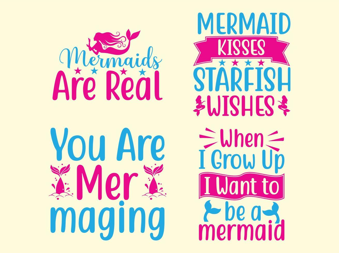Mermaid t-shirt design bundle vector