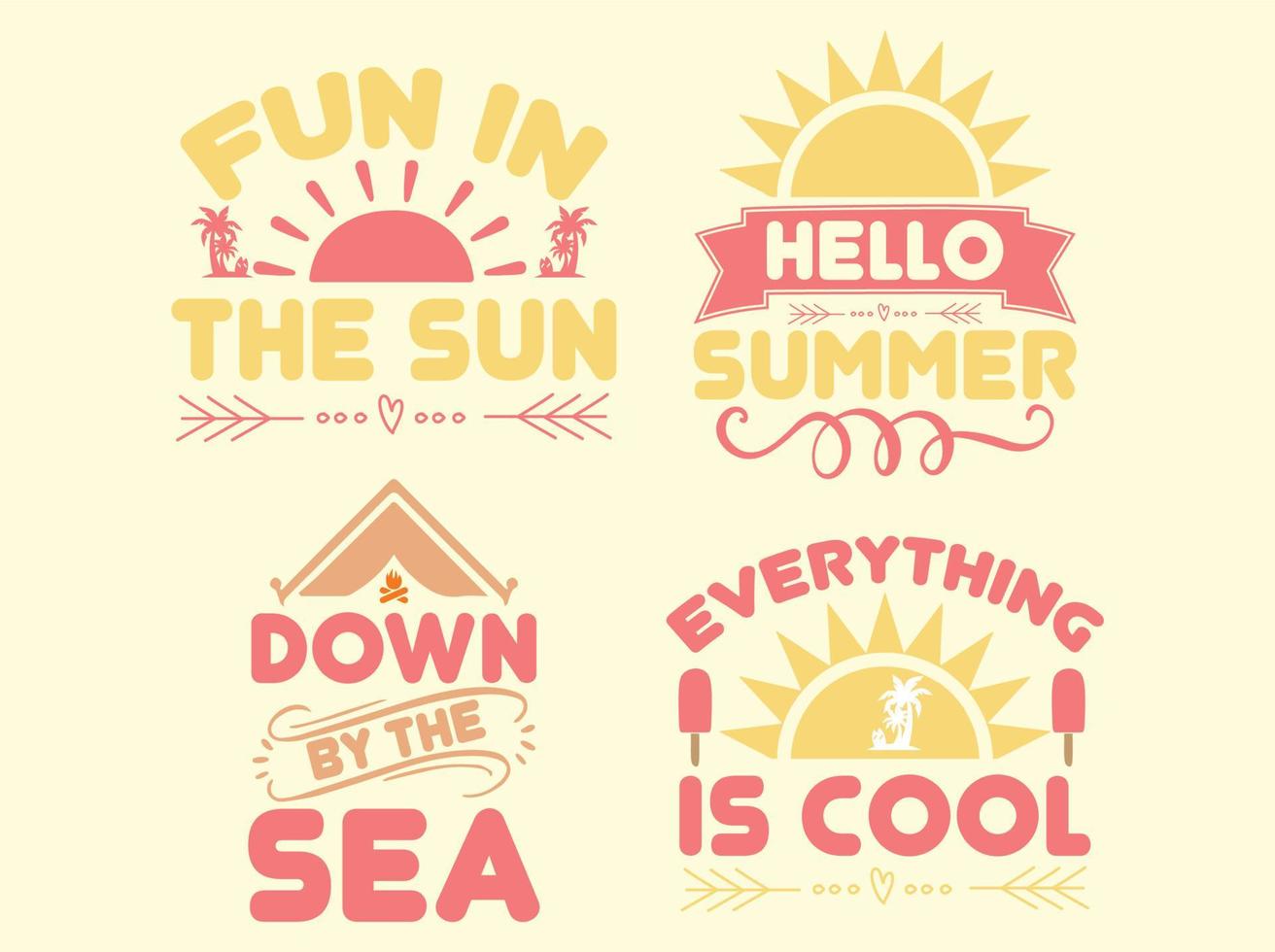 paquete de diseño de camiseta de verano vector