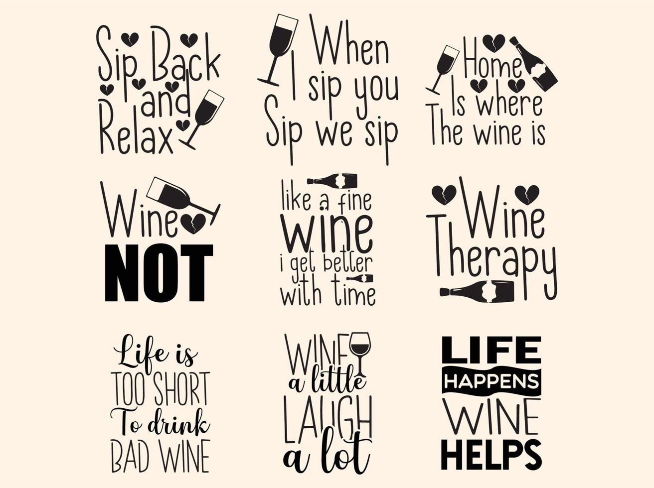 Set of wine t-shirt design vector