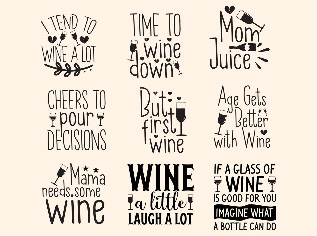 Set of wine t-shirt design vector