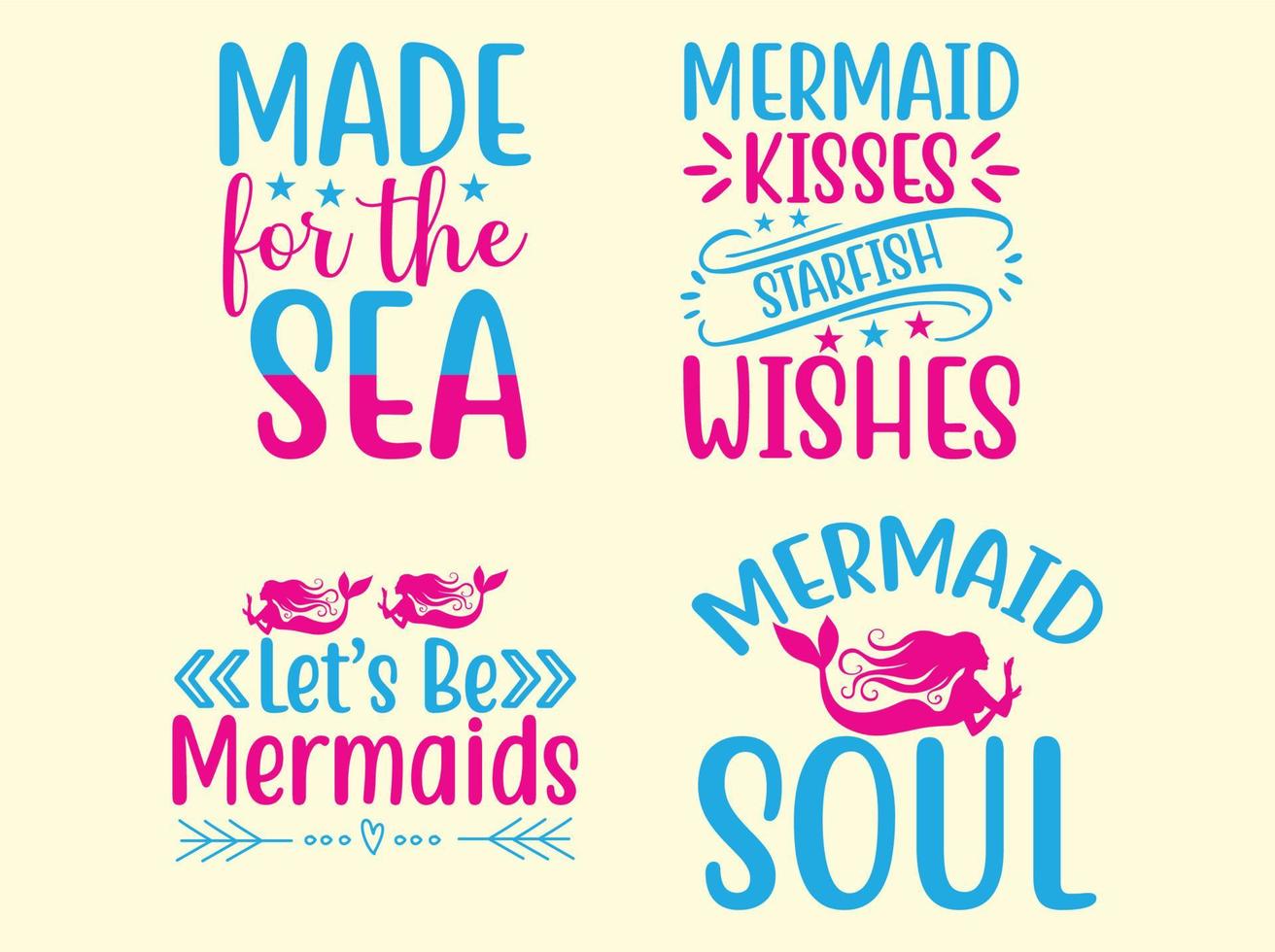 Mermaid t-shirt design bundle vector