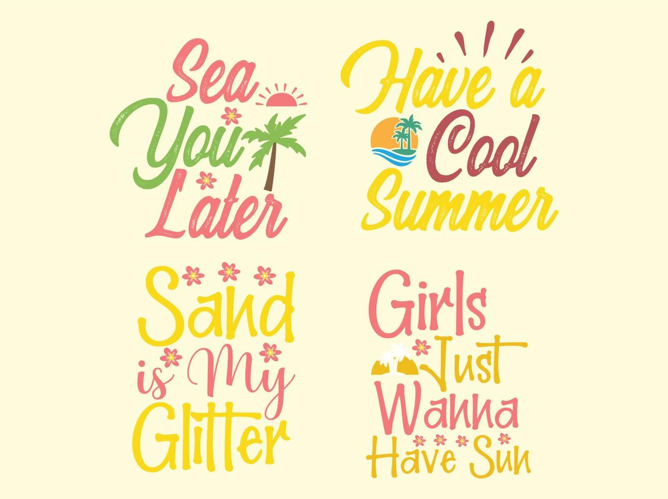 Summer t-shirt design bundle vector