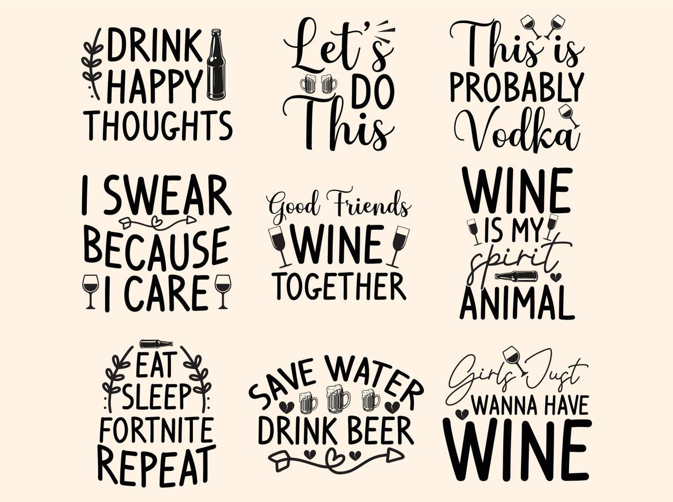 Set of wine t-shirt design vector