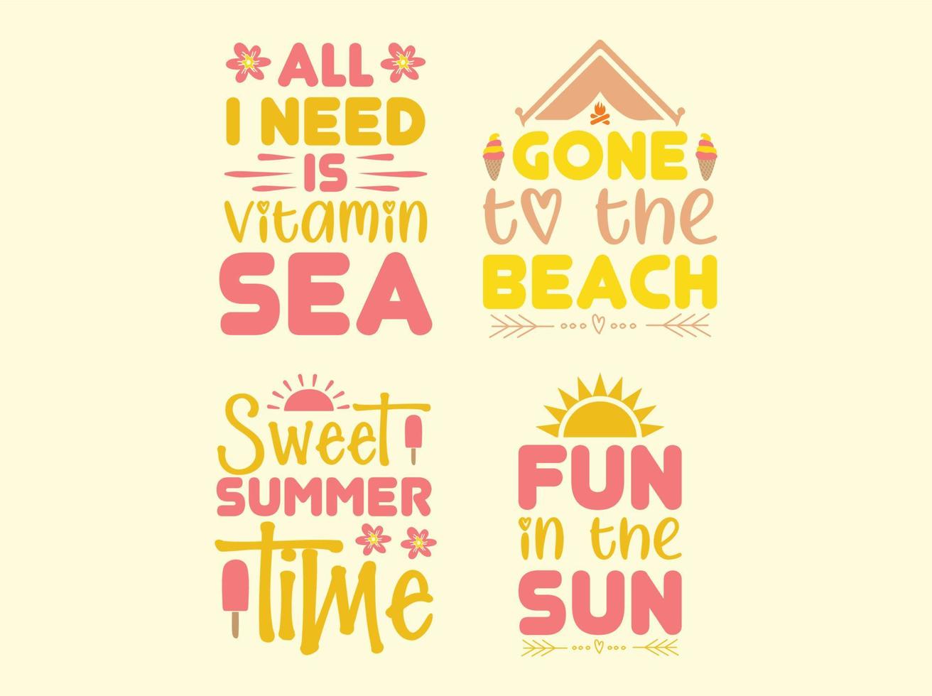 Summer t-shirt design bundle vector