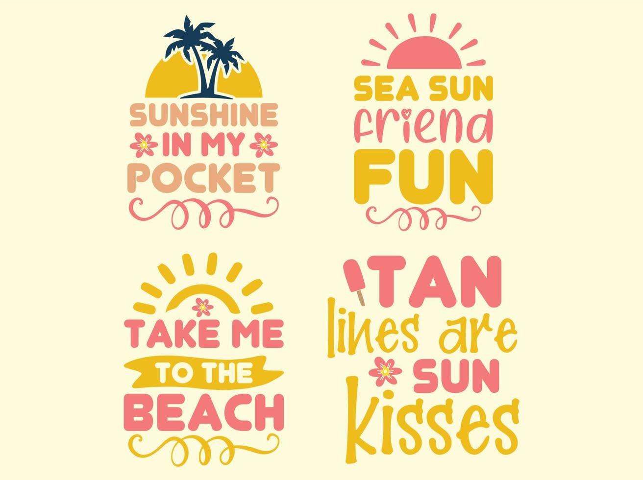 Summer t-shirt design bundle vector